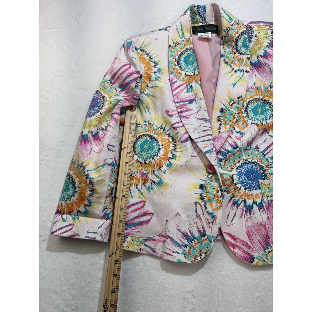 Harve Benard Blazer Womens 10 Multicolor Floral One Button Lined Jacket - Picture 4 of 6
